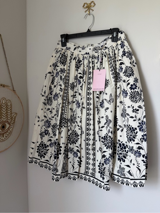 Avec Les Filles Dresses & Skirts - Avec Les Filles Black & cream Floral cotton Midi A-line flare Skirt